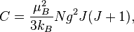 C = \frac {
\mu_B^2}
{
3 k_B}
N-g^2 J (J 1),