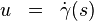 u\;\;=\;\;\dot{\gamma}(s)