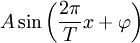 A sin left (frac {2pi }{T}x + varphi right )