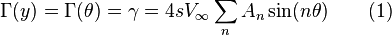 \Gamma (y) \Gamma (\theta) \gamma 4sV_ {
\infty}
\sum _ {
n}
{
A_ {
n}
\sin (n\theta}
)
\kvad (1)