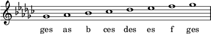  
\new Staff \with {\remove Time_signature_engraver} 
\relative ges' {\key ges \major \time 8/1 ges1 as1 bes1 ces1 des1 es1 f1 ges1 }
\addlyrics { ges as b ces des es f ges }
