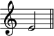 
\language "italiano"
\relative do' {
  \override Staff.TimeSignature #'stencil = ##f
  \time 2/4
  \clef treble
  mi2 \bar "||"
}
\header { tagline = ##f}
