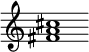 {
  % Rivin lopun pystyviiva ja tahtiosoitus piiloon.
  \override Score.BarLine.break-visibility = ##(#f #t #t)
  \override Staff.TimeSignature #'stencil = ##f
  
  <fis' a' cis''>1
}
