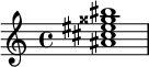  \relative c'' {<ais cis eis gisis bis>1} 