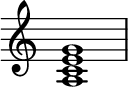 \n{ \\new Staff \\with{ \\magnifyStaff #1.5 } \\relative c' {\n   \\override Score.TimeSignature #'stencil = ##f\n   <a c e g>1\n} }\n