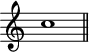 
\language "italiano"
\relative do'' {
  \override Staff.TimeSignature #'stencil = ##f
  \time 4/4
  \clef treble	
  do1 \bar "||"
}
\header { tagline = ##f}
