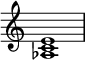 \n{ \\omit Score.TimeSignature \\relative c' { <as c e>1 } }\n