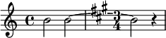 
\relative {
  \override Tie.layer = #-2
  \override Staff.TimeSignature.layer = #-1
  \override Staff.KeySignature.layer = #-1
  \override Staff.TimeSignature.whiteout = ##t
  \override Staff.KeySignature.whiteout = ##t
  b'2 b~
  \time 3/4
  \key a \major
  b r4
}
