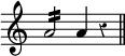 
\language "italiano"

\relative do'' {
\clef treble 
\override Staff.TimeSignature #'stencil = ##f
\override Rest #'style = #'classical
la2:16 la4 r4 \bar "||"
}

\header { tagline = ##f}
\paper {
  indent = 0
  line-width = #120
}
