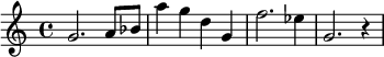 {\set Staff.midiInstrument = #"viola" g'2. a'8 bes' a''4 g'' d'' g' f''2. es''4 g'2. r4}