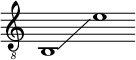 
\new Staff \cu { \omit TimeSignature \omit BarLine } { \clef "treble_8" b,1\glissando e' }
