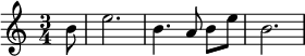 
\relative c'' { 
 \set Staff.midiInstrument = #"french horn"
 \key c \major
 \time 3/4
 \partial8 b8 e2. b4. \autoBeamOff a8 \autoBeamOn b e b2.
}
