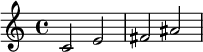 
\relative c'{
c2 e | fis ais 
}
