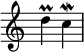  {\ tilsidesæt Score.TimeSignature #'stencil = ## f \ relative c' '{\ time 2/4 d \ prall c \ mordent}}