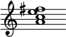 {
  % Rivin lopun pystyviiva ja tahtiosoitus piiloon.
  \override Score.BarLine.break-visibility = ##(#f #t #t)
  \override Staff.TimeSignature #'stencil = ##f
  
  <a' c'' e'' fis''>1
}
