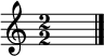 {
     \numericTimeSignature
     \time 2/2
     s1
     \bar "|."
     }
   