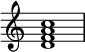 
{ \override Score.TimeSignature #'stencil = ##f \relative c' { \clef tiz \time 4/4 <dfa c>1 } }
