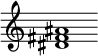 {
  % Rivin lopun pystyviiva ja tahtiosoitus piiloon.
  \override Score.BarLine.break-visibility = ##(#f #t #t)
  \override Staff.TimeSignature #'stencil = ##f
  
  <dis' fis' ais'>1
}
