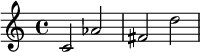 
\relative c'{
c2 as' | fis d'   
}
