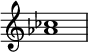 
{\clef treble
\override Staff.TimeSignature #'stencil = ##f %hide the automatic time signature
<aes' ces''>1}
