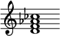 {
  % Rivin lopun pystyviiva ja tahtiosoitus piiloon.
  \override Score.BarLine.break-visibility = ##(#f #t #t)
  \override Staff.TimeSignature #'stencil = ##f
  
  <d' f' aes' ces''>1
}
