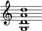 { \override Score.TimeSignature #'stencil = ##f \time 6/4 { <g d' a' d''>1 } }