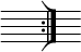 { \omit Score.Clef \omit Score.TimeSignature \relative c'' { s1 \bar ":|]" s2 }  }