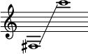 \n    {\n      \\new Staff \\with { \\remove "Time_signature_engraver" }\n      \\clef treble \\key c \\major \\cadenzaOn\n      fis1 \\glissando c'''1\n    }\n  