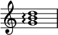 \n{\n\\override Score.TimeSignature #'stencil = ##f\n\\relative c'' { \n  \\clef treble \n  \\time 4/4 \n  <g b d>1\\arpeggio\n} }\n