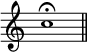 
\language "italiano"
\score {
\relative do'' {
\time 4/4
\override Staff.TimeSignature #'stencil = ##f
\key do \major
\clef treble 
do1\fermata  \bar "||"
}
  \layout {
    indent = 0\mm
    \set fontSize = #-1
  } %layout
}%score
\header { tagline = ##f}
