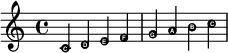 
\relative c' {
 \easyHeadsOn c d e f g a b c}