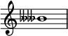 {\omit Score.TimeSignature \relative c'' {  \tweak Accidental.stencil #ly:text-interface::print \tweak Accidental.text \markup { \concat { \doubleflat \doubleflat }}beses1} }