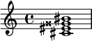  \relative c' {<cis eis gisis bis>1} 