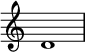 
{
\override Score.TimeSignature #'stencil = ##f
\relative c' {
   \clef treble 
   \time 4/4
   \key c \major
   <d>1
} }
