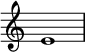 \relative e' { \override Score.TimeSignature #'stencil = ##f e1 }