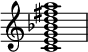 
{
\override Score.TimeSignature #'stencil = ##f
\relative c' {
 \clef treble
 \time 4/4
 \key c \major
 <c e g bes d fis a>1
} }
