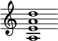 { \override Score.TimeSignature #'stencil = ##f \time 6/4 { <a e' a' d''>1 } }