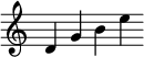 { \override Score.TimeSignature #'stencil = ##f \time 6/4 d'4 g' b' e'' }