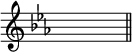  %p124s4A
\relative c''{
\hideNotes
\time 4/4
\override Staff.TimeSignature #'transparent = ##t
\clef G
\key c \minor	
c1
\bar "||"
}
