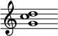 {
  % Rivin lopun pystyviiva ja tahtiosoitus piiloon.
  \override Score.BarLine.break-visibility = ##(#f #t #t)
  \override Staff.TimeSignature #'stencil = ##f
  
  <g' c'' d''>1
}
