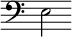 { \clef bass \override Score.TimeSignature #'stencil = ##f e2 }