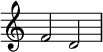 \relative c' {
     \override Staff.TimeSignature #'stencil = ##f
     f2 d
   }