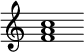 {
  % Rivin lopun pystyviiva ja tahtiosoitus piiloon.
  \override Score.BarLine.break-visibility = ##(#f #t #t)
  \override Staff.TimeSignature #'stencil = ##f
  
  <f' a' c''>1
}
