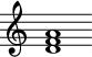 {\override Score.BarLine.break-visibility = ##(#f#t#t)\once\override Staff.TimeSignature#'stencil = ##f<d'f'a'>1}