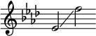 { \key aes \major \override Score.TimeSignature #'stencil = ##f \time 5/4 ees'2\glissando f'' }