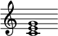 {
  % Rivin lopun pystyviiva ja tahtiosoitus piiloon.
  \override Score.BarLine.break-visibility = ##(#f #t #t)
  \override Staff.TimeSignature #'stencil = ##f
  
  <c' e' g'>1
}
