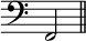 
\language "italiano"
\relative do {
\clef bass
\key do \major
\override Staff.TimeSignature #'stencil = ##f
\cadenzaOn
 fa,2 \bar "||"
}
\header { tagline = ##f}
\paper {
  indent = 0
  line-width = #120
}
\layout {
   #(layout-set-staff-size 15)
}
