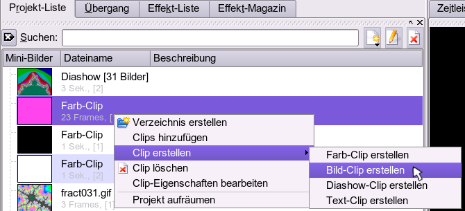 Datei:Kdenlive Bildclip erstellen Kontextmenü.png