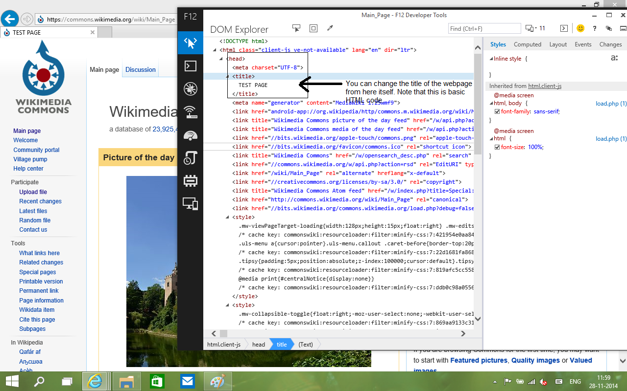 Rel shortcut icon. Media Explorer. Media Screen CSS. Link href. Wikimedia Commons.