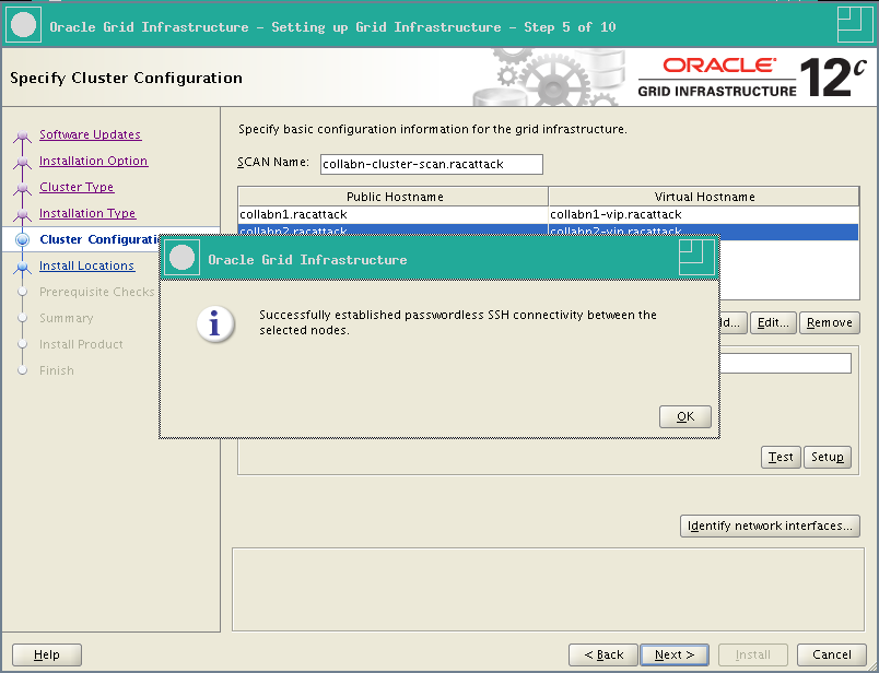 RA-Oracle_GI_12101-Install-SSH connectivity OK